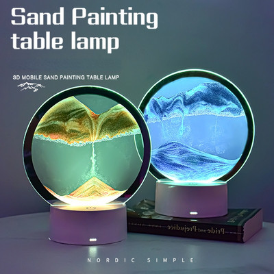 LED Sandscape Lamp Moving Sand Art Frame RGB USB Hourglass Light 3D Deep Sea Sandscape In Motion Display Decoration Night Light