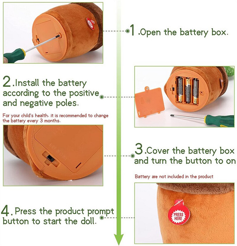 Играчка танцуващ кактус Повторете каквото казахте 60/120 песни Bluetooth кактус, извиващ тялото с музикално растение Детски плюшени плюшени играчки