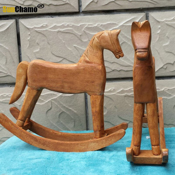 Δημιουργικό σκάλισμα Ξύλινο κουνιστό άλογο DIY Χειροποίητη χειροτεχνία για παιδιά Παιδική διακόσμηση γενεθλίων Παιδικό δώρο Διακόσμηση σπιτιού γάμου