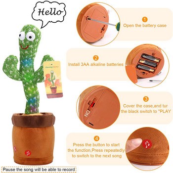 Talking Dancing Cactus Toys Charging USB Sing Dance Speak Voice Παιχνίδι βελούδινη κούκλα για μωρά Παιχνίδι για μωρό παιδί Χριστουγεννιάτικο δώρο διακόσμηση σπιτιού