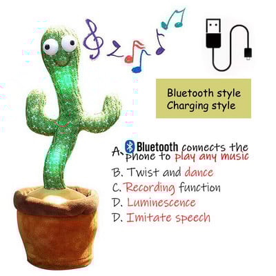 Igračke kaktusi koji pričaju Plešući USB punjenje Pjevaj Pleši Govori Glas Igračka Plišana lutka Igračka za bebe Dječji Božićni poklon Uređenje doma