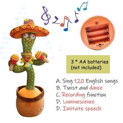 Igračke kaktusi koji pričaju Plešući USB punjenje Pjevaj Pleši Govori Glas Igračka Plišana lutka Igračka za bebe Dječji Božićni poklon Uređenje doma