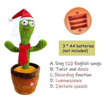 Igračke kaktusi koji pričaju Plešući USB punjenje Pjevaj Pleši Govori Glas Igračka Plišana lutka Igračka za bebe Dječji Božićni poklon Uređenje doma
