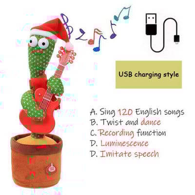 Igračke kaktusi koji pričaju Plešući USB punjenje Pjevaj Pleši Govori Glas Igračka Plišana lutka Igračka za bebe Dječji Božićni poklon Uređenje doma