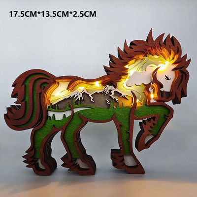 Dekoracija doma Drveni izdubljeni kipići losa i smeđeg medvjeda, mali vuk Slatke LED svjetiljke Desktop ukrasi Pokloni za uređenje doma