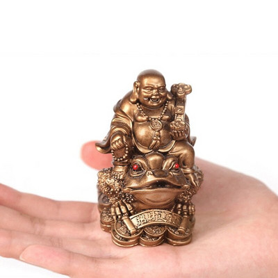 LUCKY Feng Shui Maitreya Buddha Statua Figurica krastače Novac Bogatstvo Bogatstvo Kineska zlatna žaba Kućni ured Dekoracija stola