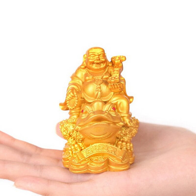 LUCKY Feng Shui Maitreya Buddha Statua Figurica krastače Novac Bogatstvo Bogatstvo Kineska zlatna žaba Kućni ured Dekoracija stola