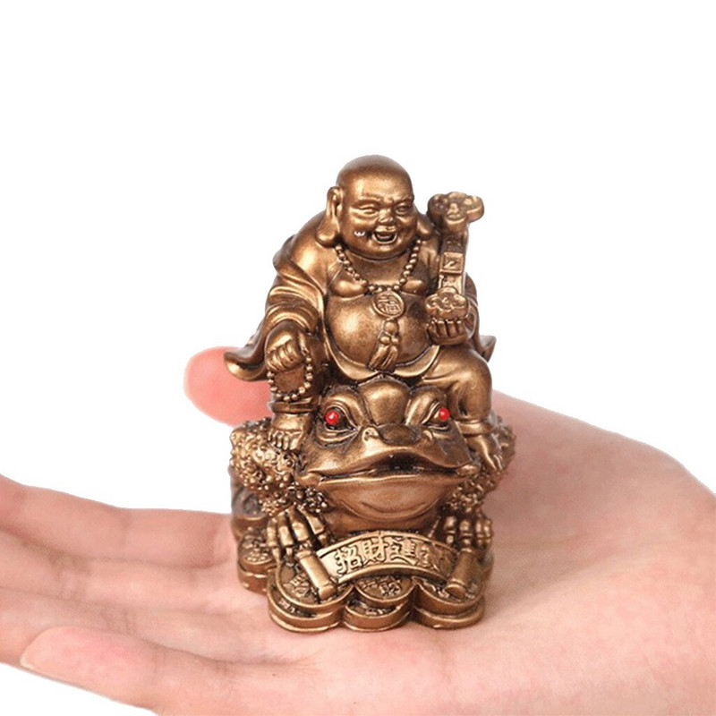 LUCKY Feng Shui Maitreya Buddha Statua Figurica krastače Novac Bogatstvo Bogatstvo Kineska zlatna žaba Kućni ured Dekoracija stola