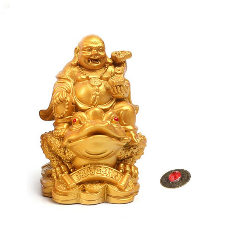 LUCKY Feng Shui Maitreya Buddha Statua Figurica krastače Novac Bogatstvo Bogatstvo Kineska zlatna žaba Kućni ured Dekoracija stola
