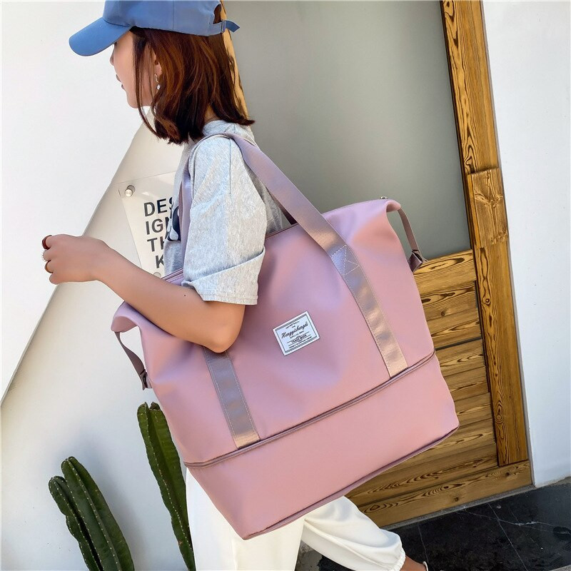 Чанта за плуване с мокро и сухо разделяне Сгъваема разширяема чанта за йога фитнес Чанта за екскурзии Чанта с голям капацитет Дамска чанта за съхранение