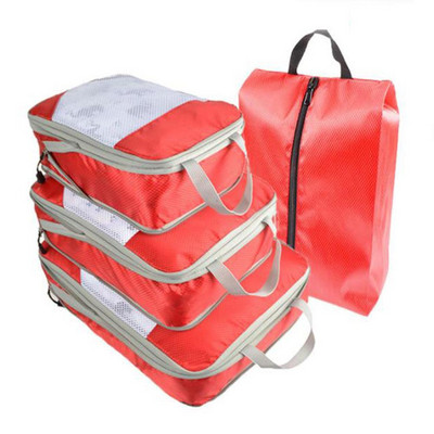 4 dalių kelioninio saugojimo krepšio rinkinys, nešiojamasis suspaudžiamas, lengvai pakabinamas ir laikomas