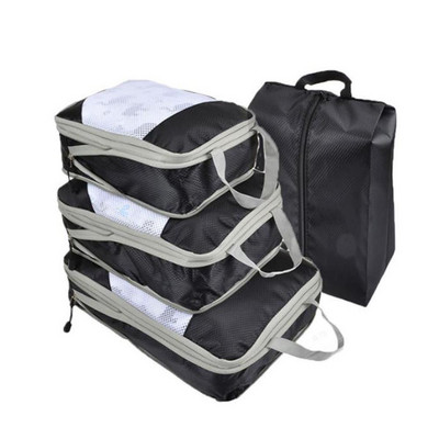4 dalių kelioninio saugojimo krepšio rinkinys, nešiojamasis suspaudžiamas, lengvai pakabinamas ir laikomas