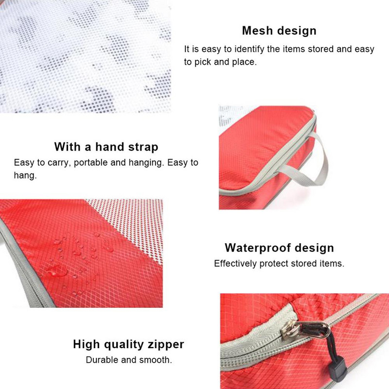 4 dalių kelioninio saugojimo krepšio rinkinys, nešiojamasis suspaudžiamas, lengvai pakabinamas ir laikomas