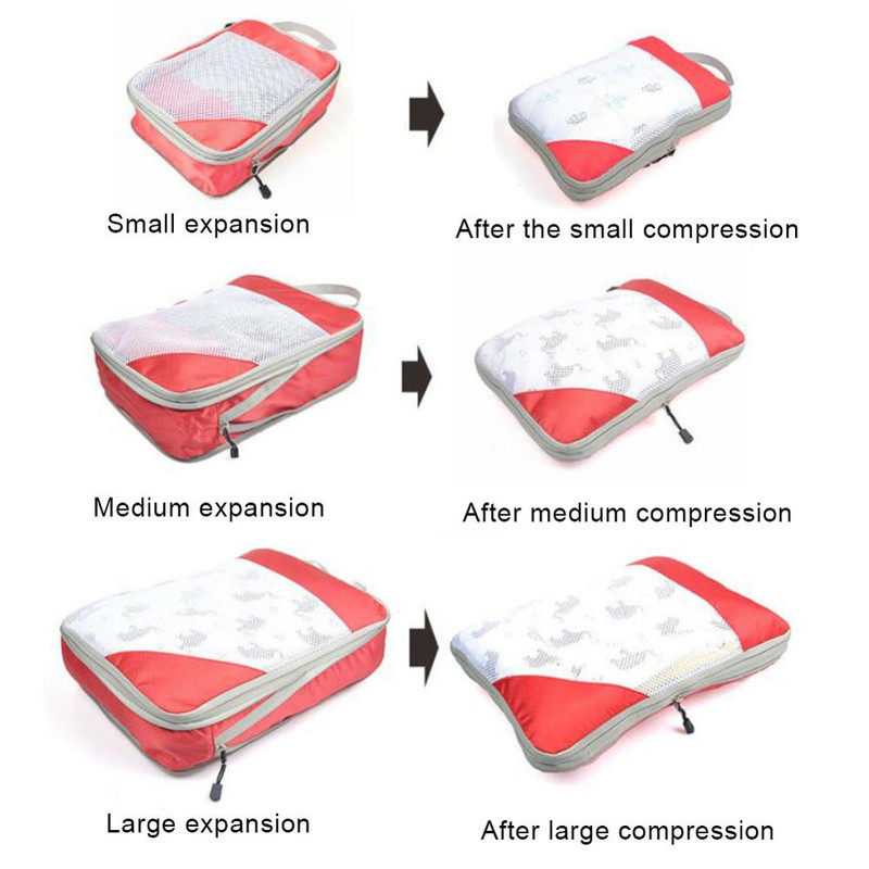 4 dalių kelioninio saugojimo krepšio rinkinys, nešiojamasis suspaudžiamas, lengvai pakabinamas ir laikomas