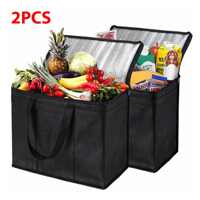 Pachet de 2 pungi izolate reutilizabile pentru depozitare pentru băcănie.