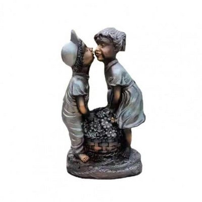 Statuie de grădină pentru băiat și fată, cascadă din rășină, ornament pentru curgerea apei, în aer liber, pentru curte, grădină, sculpturi de birou, decor de birou