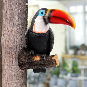 Ρητίνη πουλί ειδώλιο Toucan Tree Hugger Garden Statue, Lifelike Animal Standing Sculpture Tree Ornaments Resin Bird Figurine Tou