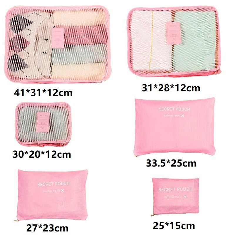 6vnt Kelioninio krepšio rinkinys Bagažo laikiklis Drabužiai Antklodė Tvarkingi Batai Lagaminas makiažas Kelioninis maišelis Kelioninio krepšio organizatorius