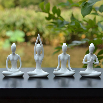 Δημιουργική αφηρημένη τέχνη Κεραμικές πόζες γιόγκα Γλυπτά ειδώλια Craft Yoga Lady Figure Yoga Studio Γραφείο Διακόσμηση σπιτιού Νέο