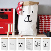 Geantă de depozitare din pânză, cu desene mari, pungă de hârtie kraft grea, organizator de cameră pentru copii, modele de pungi, pungă de rufe pentru îmbrăcăminte de jucărie pentru bebeluși