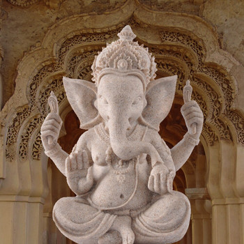 Винтидж статуя на бог слон от пясъчник индийски лорд Ганеша скулптура Буда фигурка от пясъчник ръчно издълбана миниатюра