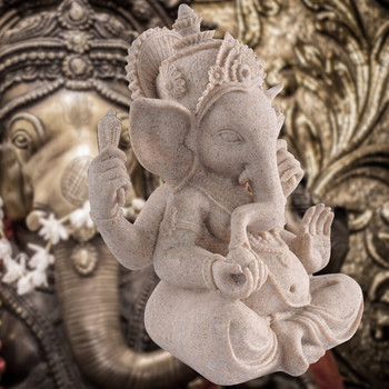 Винтидж статуя на бог слон от пясъчник индийски лорд Ганеша скулптура Буда фигурка от пясъчник ръчно издълбана миниатюра
