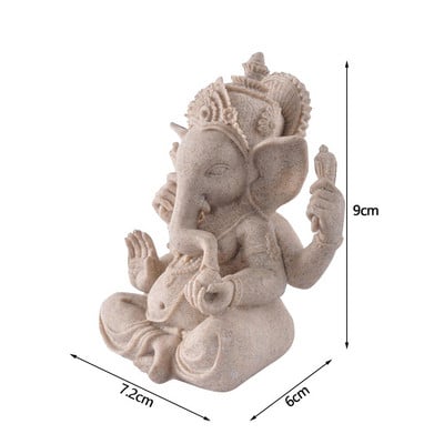 Vintažinė smiltainio dramblio Dievo statula Indijos lordo Ganešos skulptūra Budos smiltainio figūrėlė rankomis raižyta miniatiūra