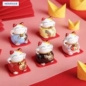 5PCS/Set Keramički Lucky Cat Ornamenti Čaša Rukotvorine Šarm Sreća Krajolik Kućni dekor Minijaturni dodaci Pokloni