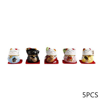 5PCS/Set Keramički Lucky Cat Ornamenti Čaša Rukotvorine Šarm Sreća Krajolik Kućni dekor Minijaturni dodaci Pokloni
