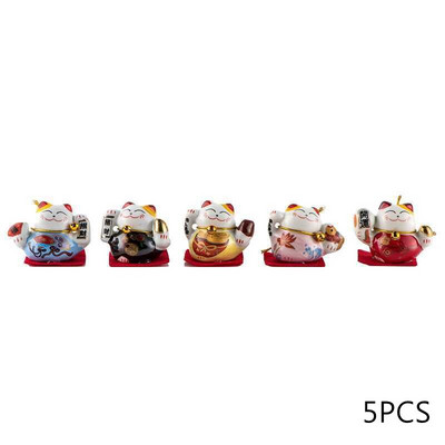 5PCS/Set Keramički Lucky Cat Ornamenti Čaša Rukotvorine Šarm Sreća Krajolik Kućni dekor Minijaturni dodaci Pokloni