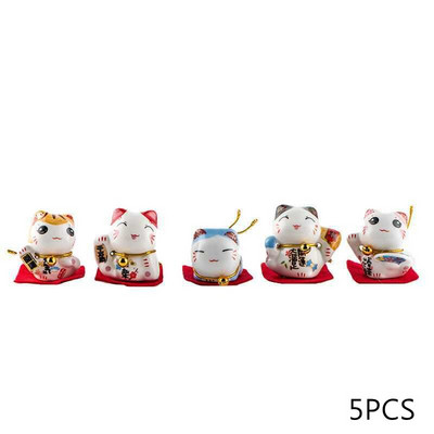 5PCS/Set Keramički Lucky Cat Ornamenti Čaša Rukotvorine Šarm Sreća Krajolik Kućni dekor Minijaturni dodaci Pokloni