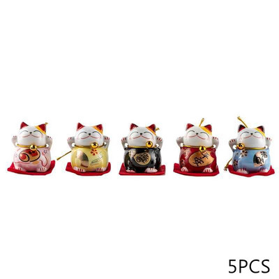 5PCS/Set Keramički Lucky Cat Ornamenti Čaša Rukotvorine Šarm Sreća Krajolik Kućni dekor Minijaturni dodaci Pokloni