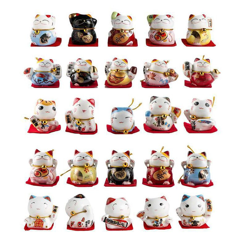 5PCS/Set Keramički Lucky Cat Ornamenti Čaša Rukotvorine Šarm Sreća Krajolik Kućni dekor Minijaturni dodaci Pokloni