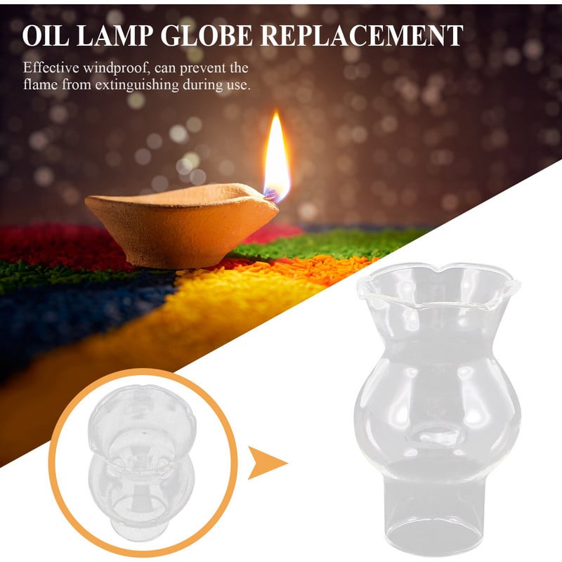 4τμχ Ανταλλακτικό Σφαίρα Λάμπας λαδιού Γυάλινη Σκιά Φωτιστικού 7/3cm Κάλυμμα Κεροζίνης Light
