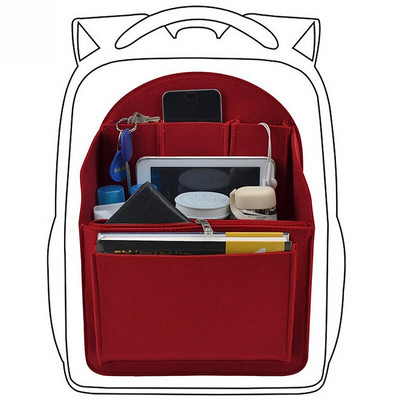 Kuprinės įdėklai saugojimo krepšiai Kelionių organizatorius veltinio krepšys įdedamas kosmetikos krepšys su daugybe kišenių studentų kuprinės įdėklo krepšys