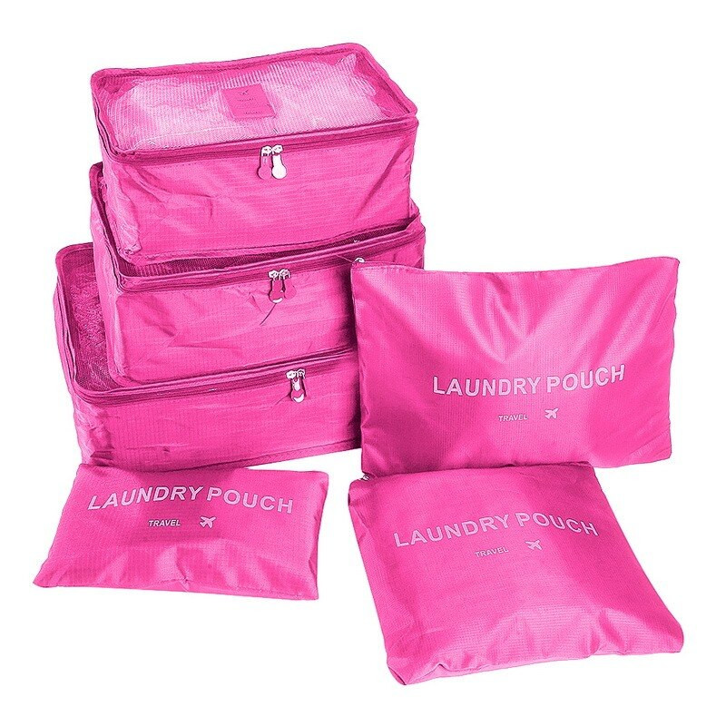 6 бр. Комплект куфари за пътуване Органайзер Чанти за съхранение Дрехи Чанти за обувки Преносим органайзер за багаж Дрехи Обувки Подредена торбичка