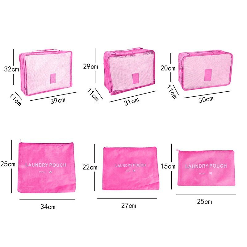 6 бр. Комплект куфари за пътуване Органайзер Чанти за съхранение Дрехи Чанти за обувки Преносим органайзер за багаж Дрехи Обувки Подредена торбичка