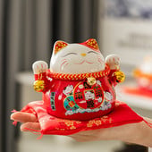 4,5 hüvelykes kerámia Maneki Neko Lucky Cat pénzes doboz Fortune színes macska malacpersely lakberendezési ajándék Feng Shui dísz