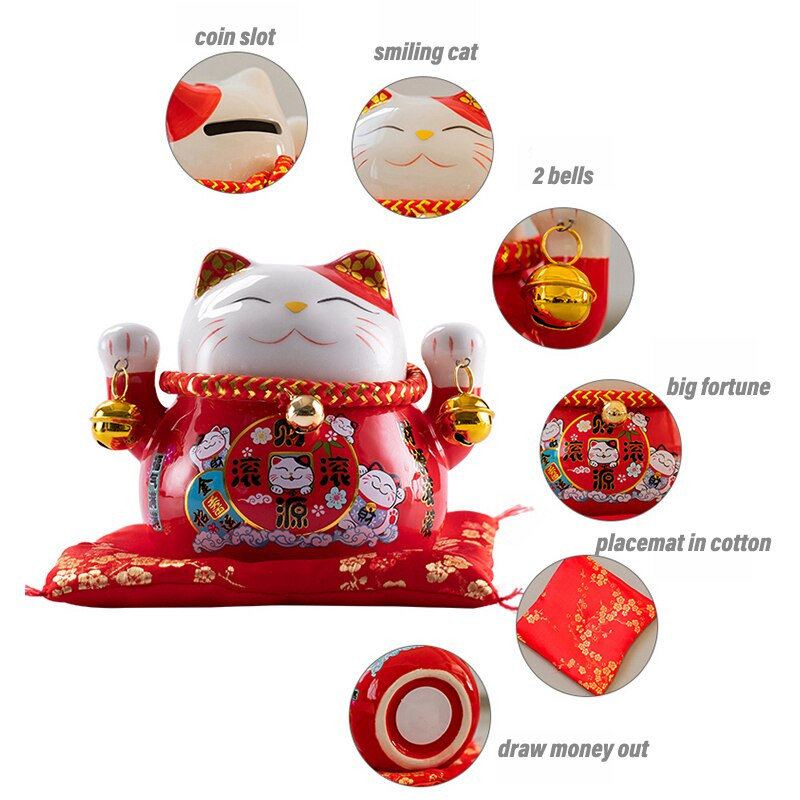 4,5 hüvelykes kerámia Maneki Neko Lucky Cat pénzes doboz Fortune színes macska malacpersely lakberendezési ajándék Feng Shui dísz