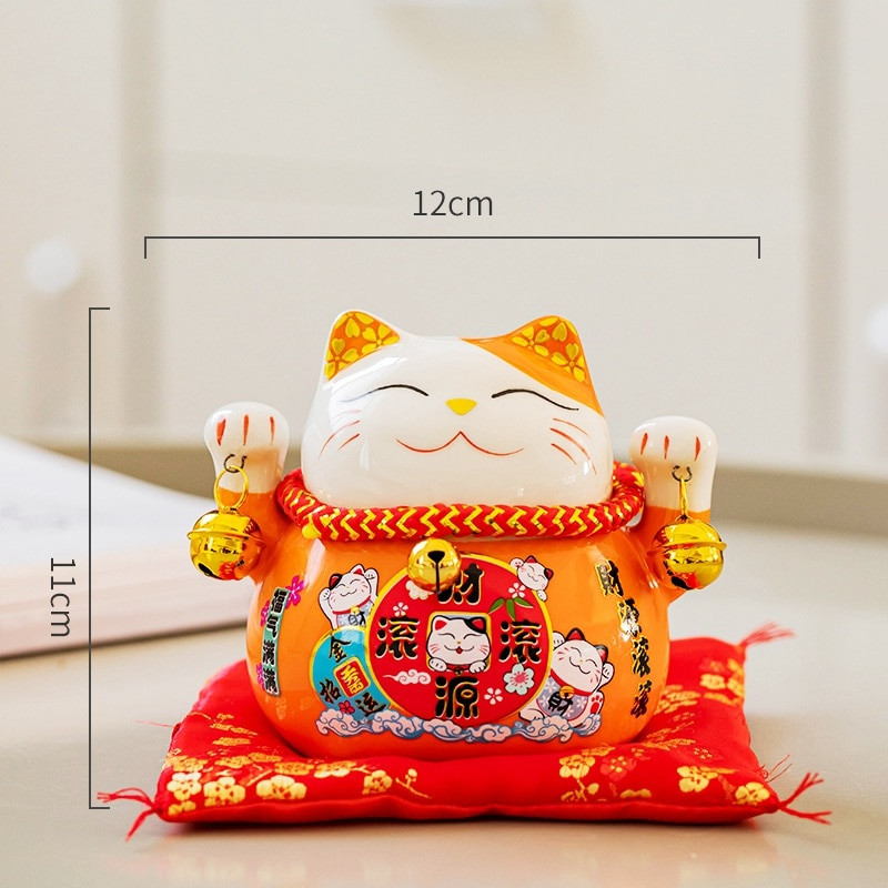 4,5 hüvelykes kerámia Maneki Neko Lucky Cat pénzes doboz Fortune színes macska malacpersely lakberendezési ajándék Feng Shui dísz