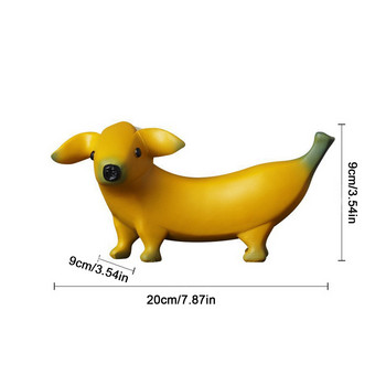 Забавна статуя на бананово куче Сладки обелени фигурки на бананово куче Орнаменти Градински декорации Смола Настолни орнаменти Сладко куче Декор