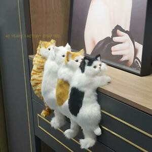 Cute Realistic Furry Hanging Cat Simulation Plush Cat Doll Animal Figurines Home Tv Decoration Kitten Model Soft Toy Child Gift