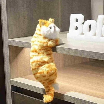 Χαριτωμένη ρεαλιστική προσομοίωση γούνινης κρεμαστής γάτας Λούτρινη κούκλα γάτας Φιγούρες ζώων Διακόσμηση τηλεόρασης σπιτιού Μοντέλο γατούλας Μαλακό παιχνίδι Δώρο για παιδί