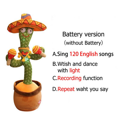 Poklon za uređenje doma Lijepa igračka koja govori Plešući kaktus Lutka Govori Razgovarajte Snimajte zvuk Ponovite igračku Kawaii Kaktus Obrazovanje djece