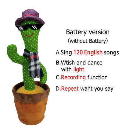 Poklon za uređenje doma Lijepa igračka koja govori Plešući kaktus Lutka Govori Razgovarajte Snimajte zvuk Ponovite igračku Kawaii Kaktus Obrazovanje djece