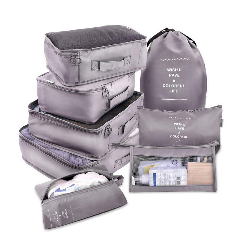 8/6 gab. Komplekts Ceļojumu organizators Uzglabāšanas somas Čemodāns Iepakošanas komplekts Uzglabāšanas somas Pārnēsājamas Bagāžas Organizators Apģērbi Apavi Sakārtots Maciņš