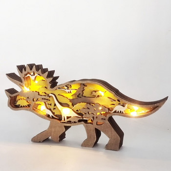 Dinosaur Tyrannosaurus Triceratops Διακόσμηση Χειροτεχνία Ξύλινα κούφια Δημιουργικά στολίδια επιτραπέζιου φωτός LED Χριστουγεννιάτικη διακόσμηση σπιτιού