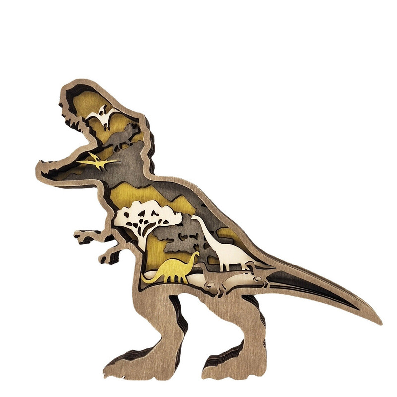 Dinoszaurusz Tyrannosaurus Triceratops Dekoráció Kézműves fa üreges kreatív LED-es asztali díszek Karácsonyi lakberendezés