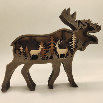 Ξύλινο άγαλμα ζώου λύκου Δημιουργικότητα Wolf Totem Γραφείο Διακοσμήστε Χειροτεχνία Χριστουγεννιάτικο Δώρο North Forest Στολίδια Καφέ αρκούδα από Αλυκές