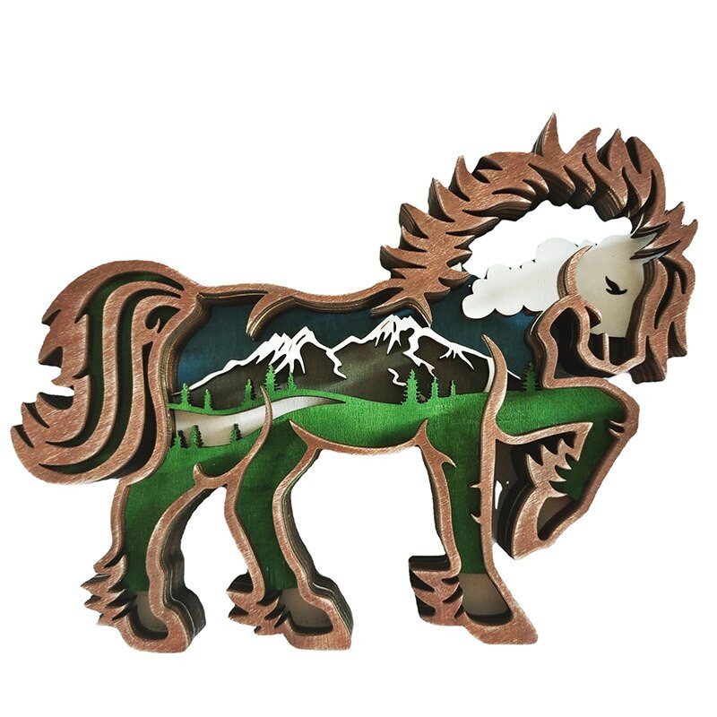 Fából készült állatfarkas szobor Kreativitás Wolf Totem Iroda Otthoni dekoráció Kézműves karácsonyi ajándék Észak-erdei jávorszarvas barna medve díszek
